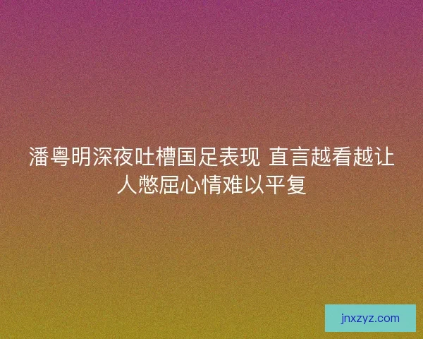 潘粤明深夜吐槽国足表现 直言越看越让人憋屈心情难以平复